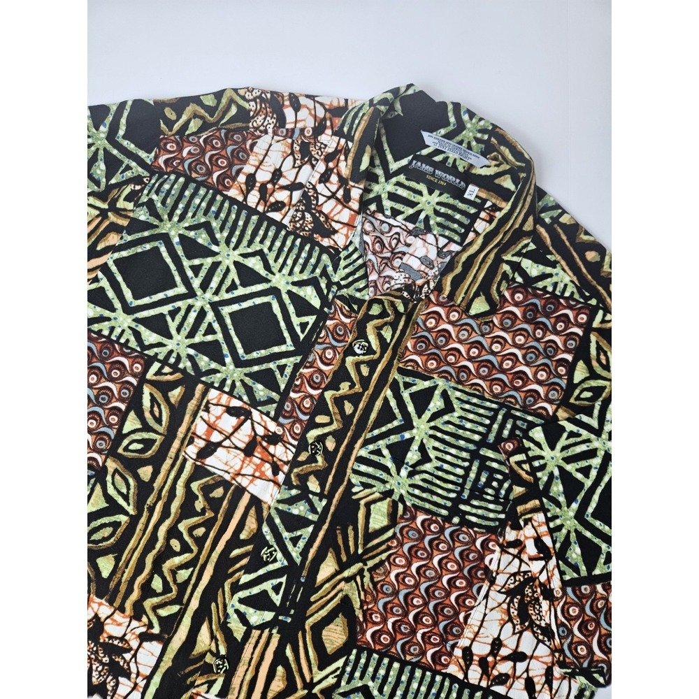 Jams World Men's Japanese Spun Rayon Multicolor Button Up Hawaiian Shirt XL